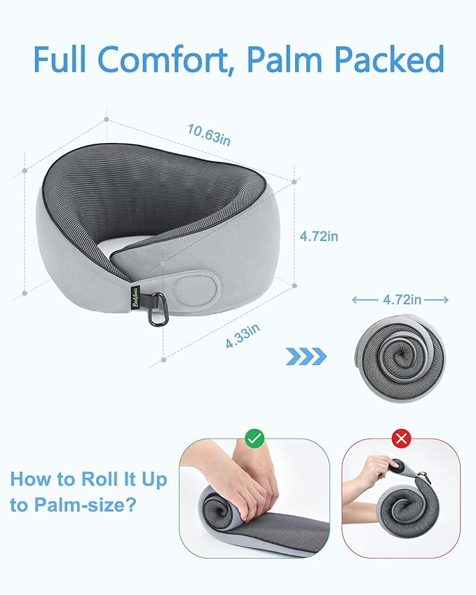 BeeVines Travel Pillow with Carry Case, Memory Foam Neck Pillows for Airplanes, 360° Wrap Around Support for Sleeping, Breathable & Washable Cover for Long Flights, Car & Train Traveling