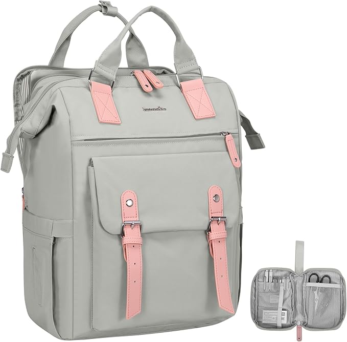 LOVEVOOK Laptop Backpack, Travel Bag with 17.3 inch Laptop Compartment, Water Resistant Teacher Nurse Doctor Work Bag, Anti-theft Daypack, Grey
