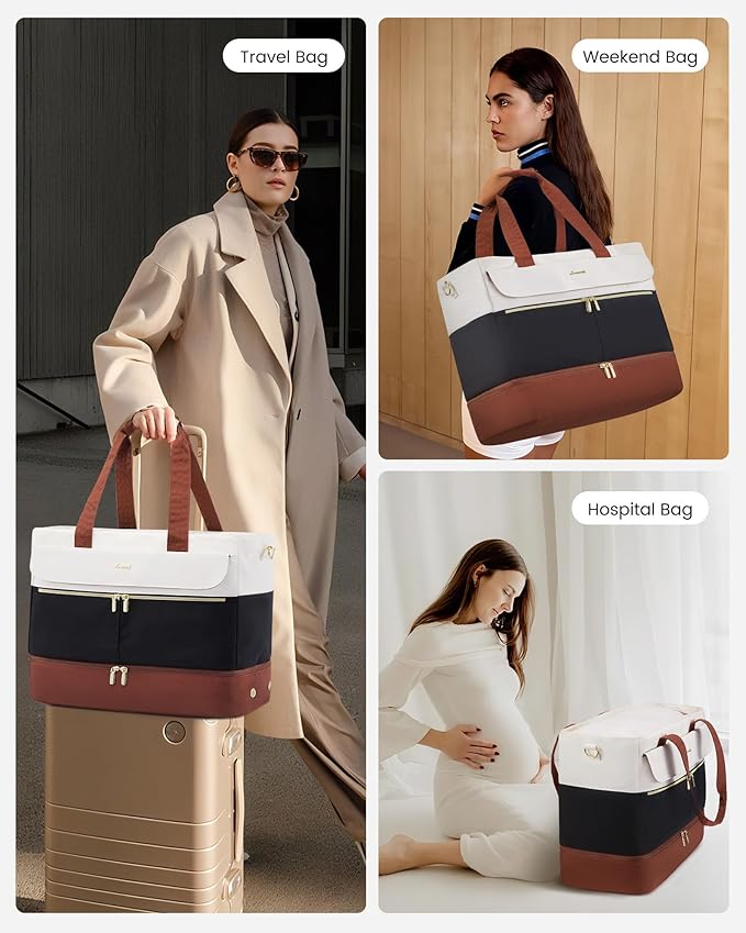 LOVEVOOK Weekender Bags for Women, Wide Open Large Travel Duffle Bag with Shoe Compartment, Carry on Overnight Bags, Hospital Bag for Women Labor Delivery with Wet Pocket
