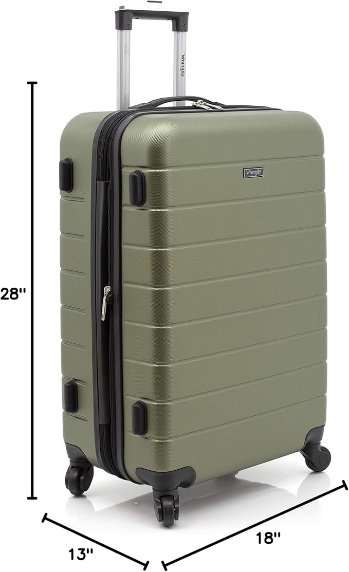 Wrangler Smart Spinner Hardside Luggage, 3 Piece Set, Olive Green