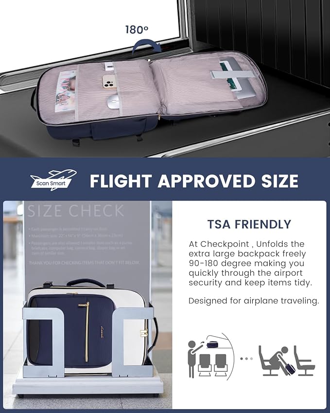 LOVEVOOK 50L Large Travel Backpack for Women & Men, Carry on Backpack Airline Approved, Waterproof Travel Essentials fits 18" Laptop, TSA Personal Item Bag Sports Backpack with 3 Packing Cubes