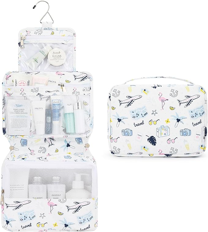 Mossio Hanging Toiletry Bag with Sturdy Hook - Large Portable Cosmetic Makeup Travel Organizer for Men & Women