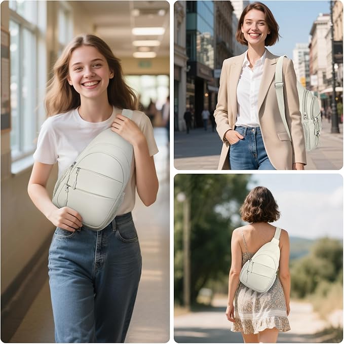 Tuwubi Crossbody Bags for Women, Sling Bag for Men, Small Hiking Backpack Anti Theft Lightweight for Outdoors Travel (L, Beige)