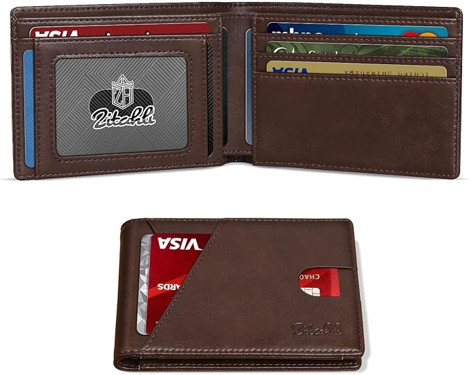 Zitahli Bifold Wallets for Men - Slim RFID Leather Credit Card Holder for 6-11 Cards, Minimalist Thin Wallet with ID Window & Cash Slot,Front Pockt Carteras Para Hombres, Birthday Gifts for Men | Slim, RFID Blocking, Premium, Front Pocket, Gift Box, Le...