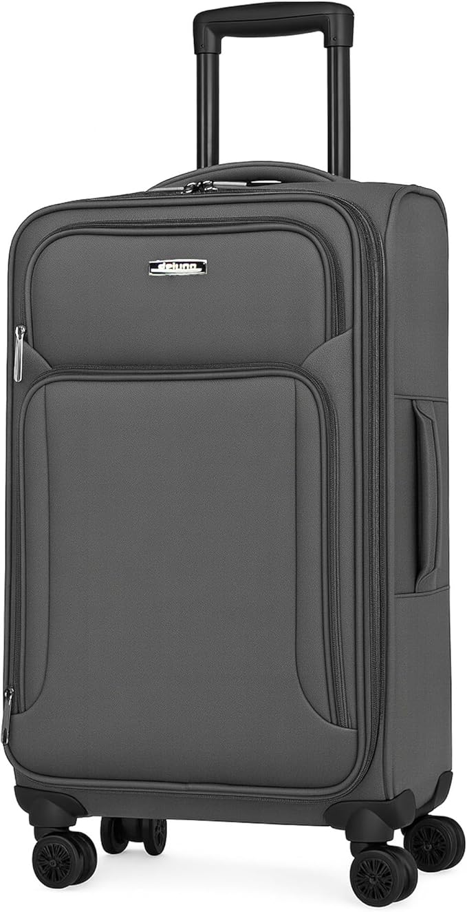 World Traveler Dejuno Jasper 20-Inch Carry-On Lightweight Expandable Spinner Luggage - Charcoal