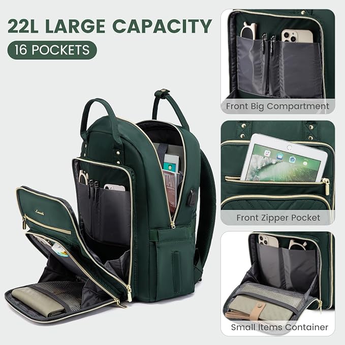 LOVEVOOK Laptop Backpack for Women, Water Resistant Travel Work Backpacks Purse Stylish Business Teacher Nurse Computer