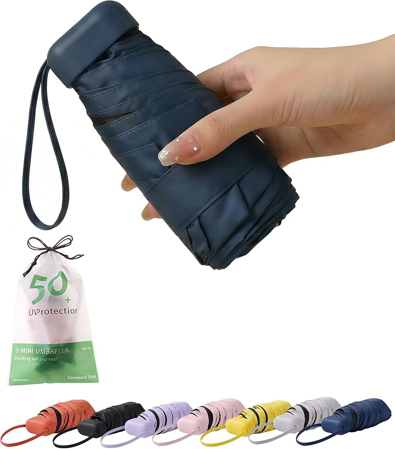 BAODINI Mini Travel Umbrella Small Compact UV Blocking Manual Open Close Portable Sun Protection for Women Kids and Men