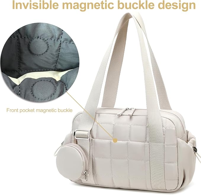 CAMTOP Mini Gym Bag for Women, Small Gym Tote Bag Puffy Quilted Sports Duffel Bag with Wet Compartment and Coin Purse Duffel Bags Dance Yoga Workout Bag for Gifts