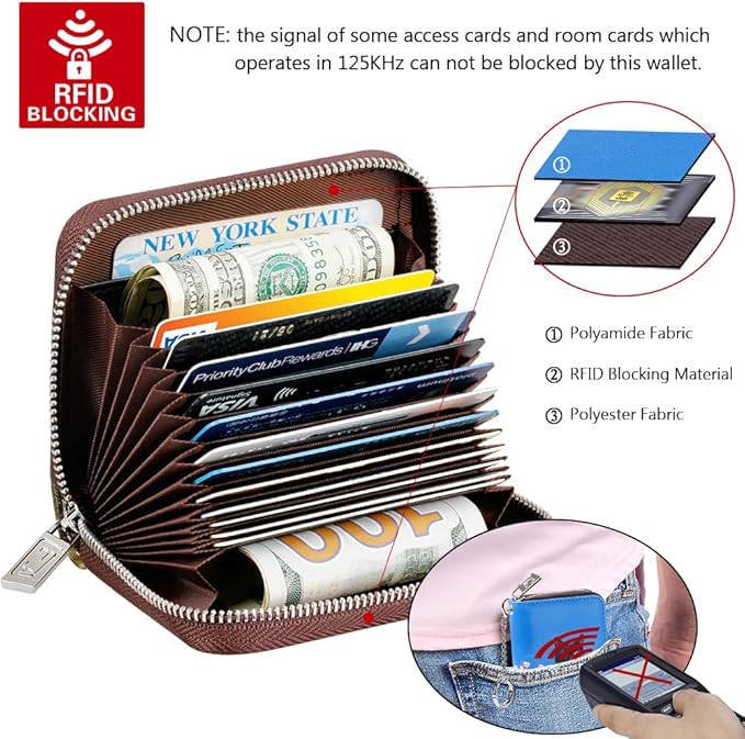 FurArt Zipper Wallet Women, RFID Blocking Credit Card Wallet, Business Card Holder, Compact Size KeyChain Wallet