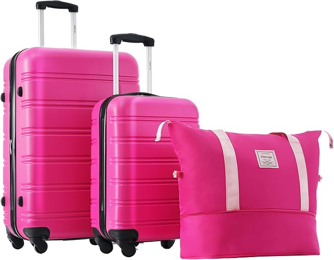 Merax Luggage Sets 2 Piece Suitcase Set 20/28 IN,Carry on Luggage and Travel Bag TSA Lock Expandable,Hard Case Luggage with Spinner Wheels,Pink