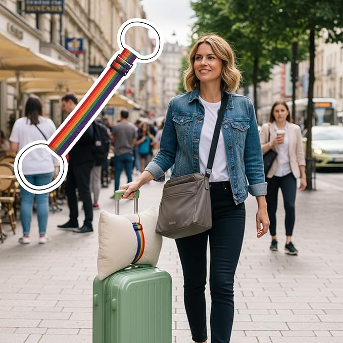 2 Pcs Elastic Suitcase Belt, Luggage Straps,Adjustable Travel Carry Strap, Add a Bag Bungees, Elastic Wrap Belts, Travel Accessories for Bag to Suitcase Handle (Multicolor)