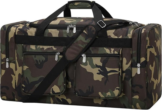 55L Duffle Bag for Travel - 24 inch Heavy Duty Duffel Bag with Multi Pockets for Overnight Weekend Gym Sports Camping(Camo)