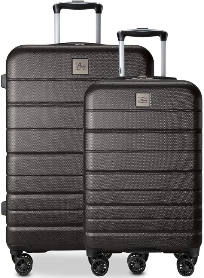 Skyway Epic 2.0 Hardside Lightweight and Durable ABS Shell Luggage, Spacious with 8-Wheel Spinners, Comfort Grip with Telescoping Handle, Men and Women, Midnight, 2-Piece Set (20,24)