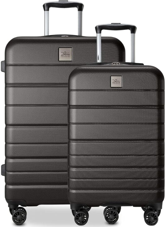 Skyway Epic 2.0 Hardside Lightweight and Durable ABS Shell Luggage, Spacious with 8-Wheel Spinners, Comfort Grip with Telescoping Handle, Men and Women, Midnight, 2-Piece Set (20,24)