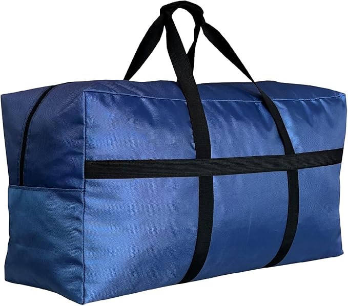 Extra Large Storage Duffle Bag with Zippers and Handles, Big Foldable Duffle Bag for Travel Blue 80L