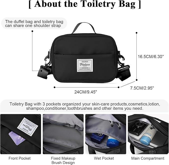 Travel Duffel Bag with Shoes Compartment, Carry on Overnight Weekender Bags for Women, For Spirit Airlines 18x14x8 Personal Item Bag