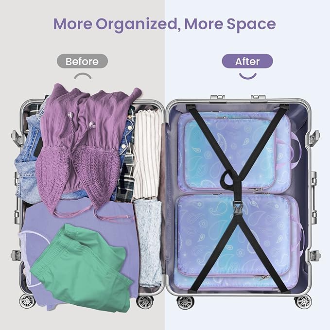 Cambond Compression Packing Cubes for Travel - Lightweight Expandable Travel Bags Luggage Organizers Travel Essentials Compression Cubes for Travel Space Saver for Carry on Suitcases Organizer