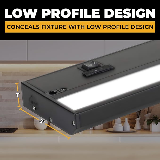 LED Under Cabinet Lighting Hardwired - 40 Inch Black | 3CCT, Dimmable, Low-Profile, Linkable Fixture, Plug-In Option & Hi/Low Brightness Control
