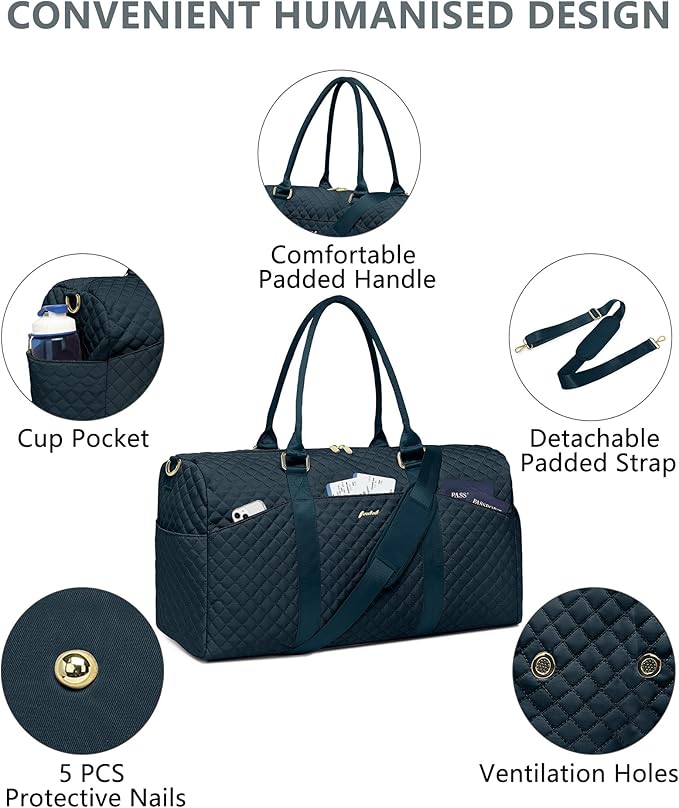Women Weekender Travel Duffle Bag: Travel Duffel Overnight Bags with Shoe Compartment Large Carry on Tote with Toiletry Bag Weekend Traveling Yoga Gym Hospital Bag for Women with Wet Pocket
