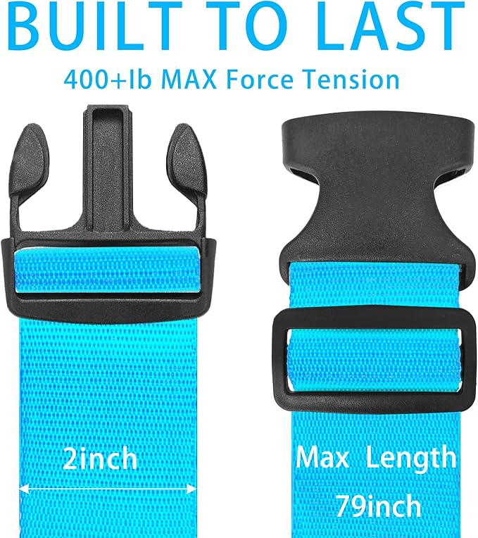 BILIONE 8 Pcs Luggage Straps, 79" Long Belts Keep Suitcase Secure While Traveling, TSA Approved Add a Bag Premium Accessory for Travel Bag Closure (4Pcs Blue + 4Pcs Green)