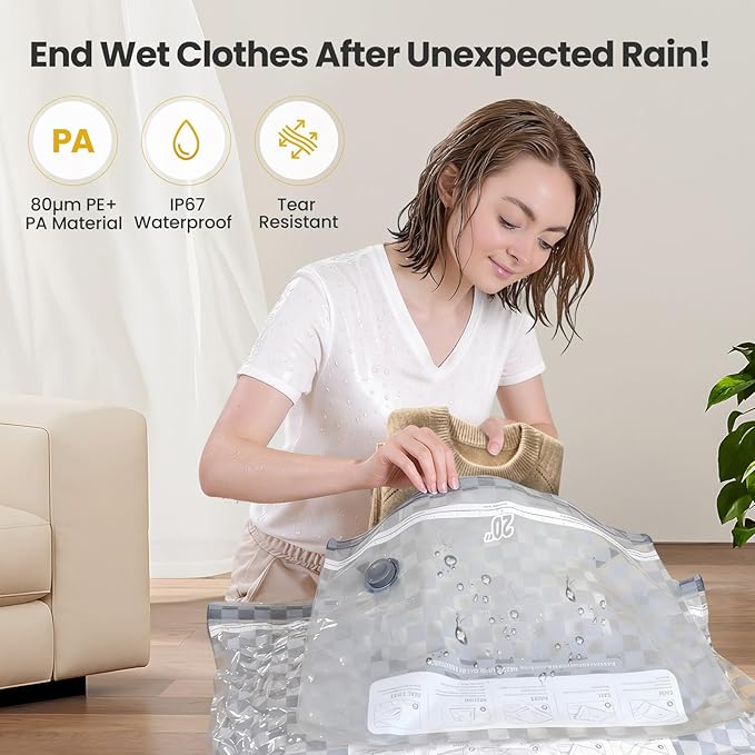 Vacuum Bags for Travel with Rechargeable Digital Display air Pump,15 PCS Combo Travel Size Vacuum Seal Bags for Luggage and Suitcase,Space Saver for Clothes,Home Storage