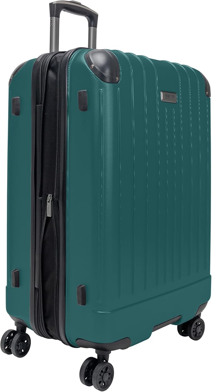 Flying Axis Collection Lightweight Hardside Expandable 8-Wheel Spinner Luggage, Midnight Turquoise, 24-Inch Checked