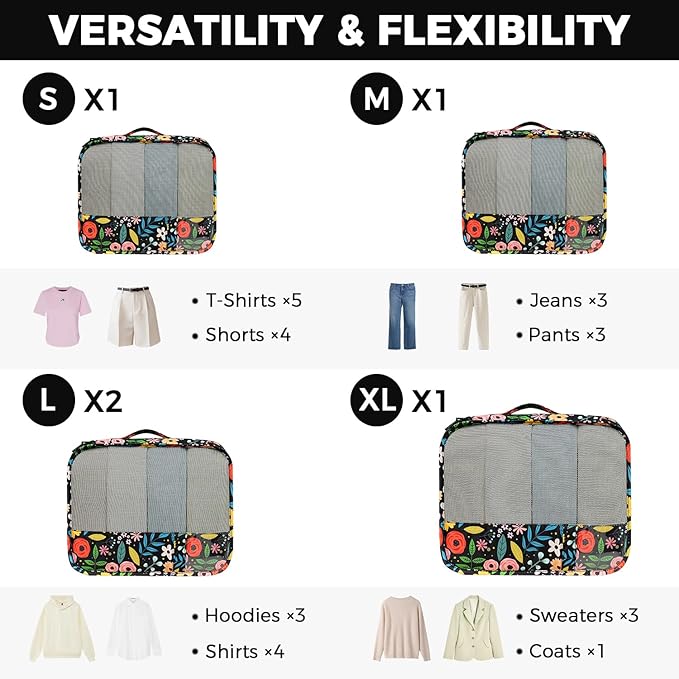 BAGAIL 9 Set Packing Cubes with Packing List Luggage Packing Organizers for Travel Accessories