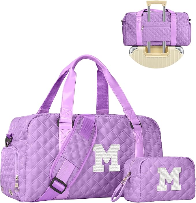 Personalized Duffle Bag Women Girls Gift: Letter Carry on bags, Dance Cheer bag Sports for Girl, Kid Gymnastics Bags, Birthday Gifts for Grandkids Girls Teens