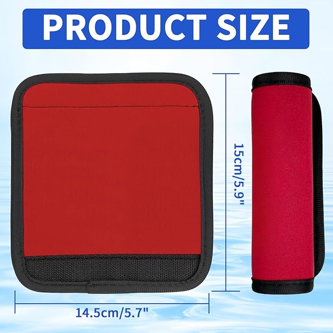 6 Pack Luggage Handle Wrap for Suitcase Luggage Tags Bright Soft Suitcase Identifiers Luggage Handle Covers Travel Accessories, Red