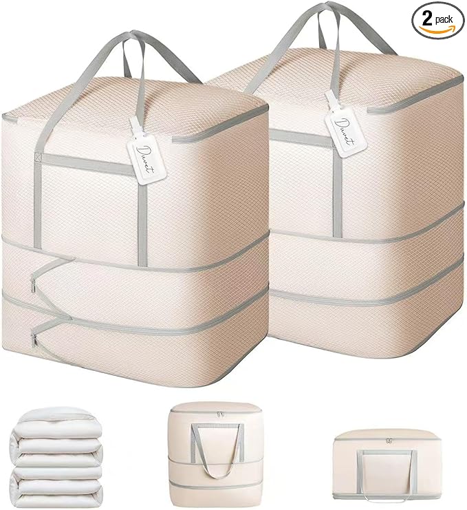 DIMJ Comforter Storage Bag - 120L Large Blanket Storage Compression Bags with Handles, Washable Clothes Storage Totes for Moving Closet, Space Saving Organizer for Bedding Comforter Blanket