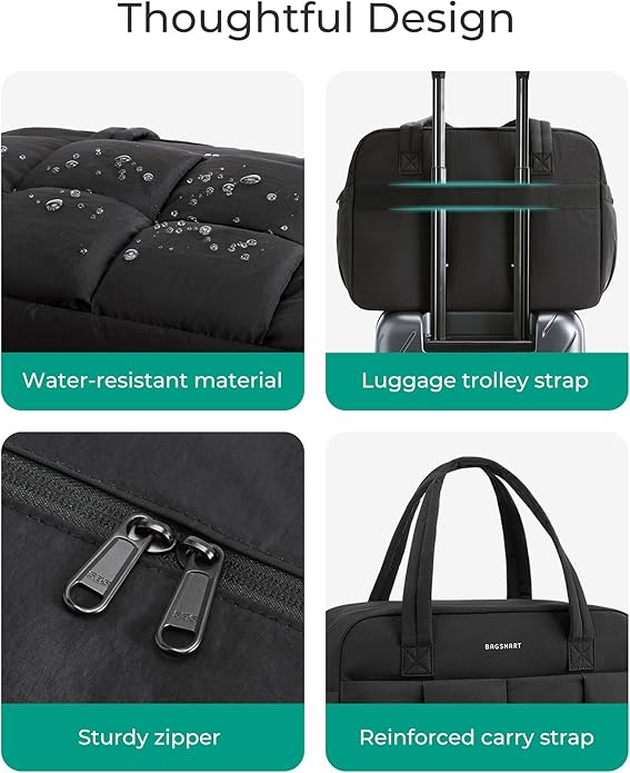 BAGSMART Gym Bag for Women, Personal Item Puffer Duffle Bag, Weekender Overnight Carry On Tote Handag for Travel