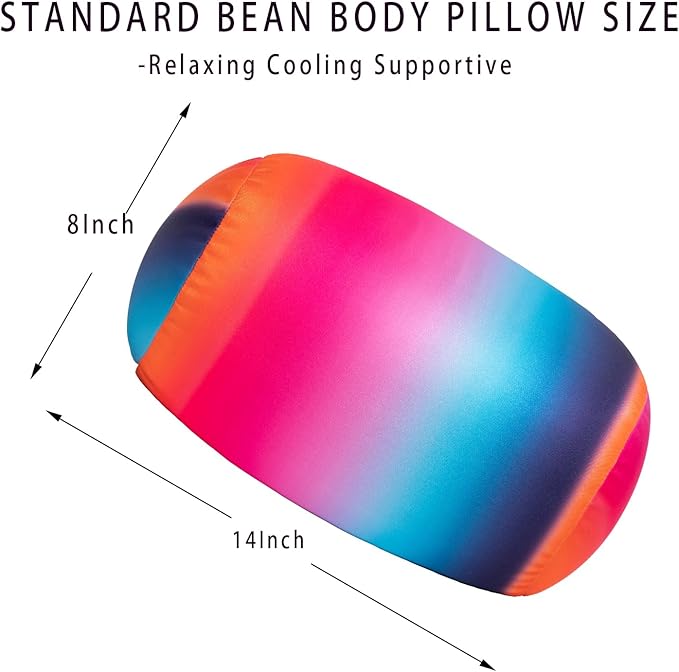 Squishy Microbead Neck Pillow, 7Inch x 12Inch Soft Travel Body Bed Pillow Bean Pillow for Kids Adult Chair Sleeping Car Seat, Fun Dormroom (Pink Blue)