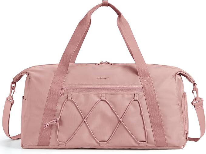 BAGSMART Small Gym Bag With Shoe Compartment & Wet Pocket, Lightweight Sports Travel Duffel, Carry On Weekender Overnight, Water Resistant Sports Gym Tote for Swimming Yoga, Dark pink
