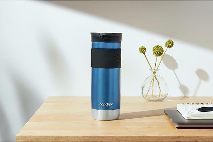 Contigo Byron Vacuum-Insulated Stainless Steel Travel Mug,20oz - Leak-Proof Lid,BPA-Free,Blue Corn - Perfect Reusable Cup for Coffee or Water; hot and cold beverage holder,(Pack of 4)