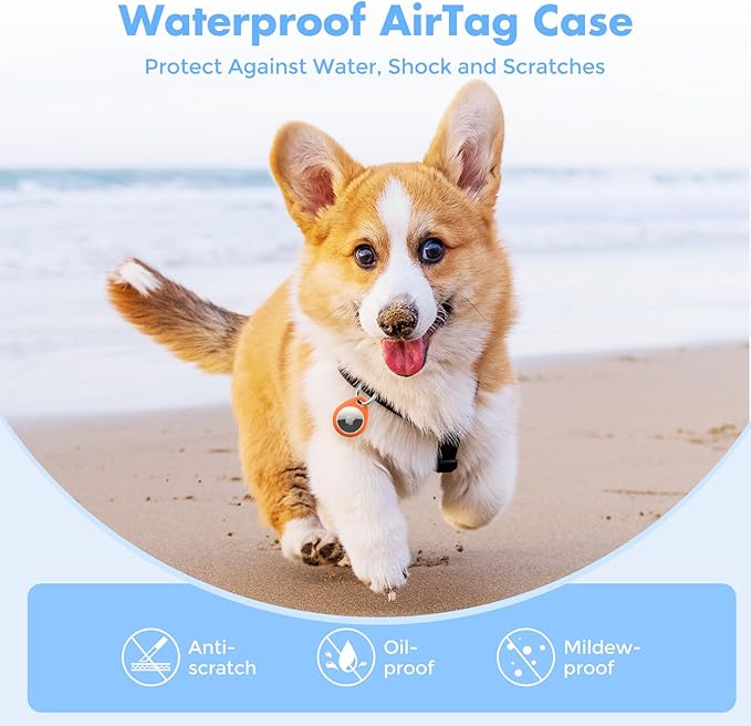 UNBREAKcable Holder for Apple AirTag - 4 Pack [Fit Tightly Design] [Easy to Install] [Hold Air Tag Securely] Waterproof TPU Shell Protective Case with All Metal Keychain Key Ring Clip