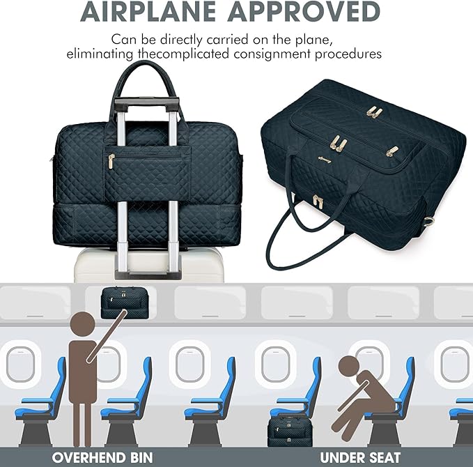 Travel Duffle Bag Weekender for Women - 38L Carry-On Overnight Bag Personal Item Bag with Shoe Compartment & Wet Pocket Weekend Tote Bags with Toiletry Bag Hospital Bags for Labor and Delivery