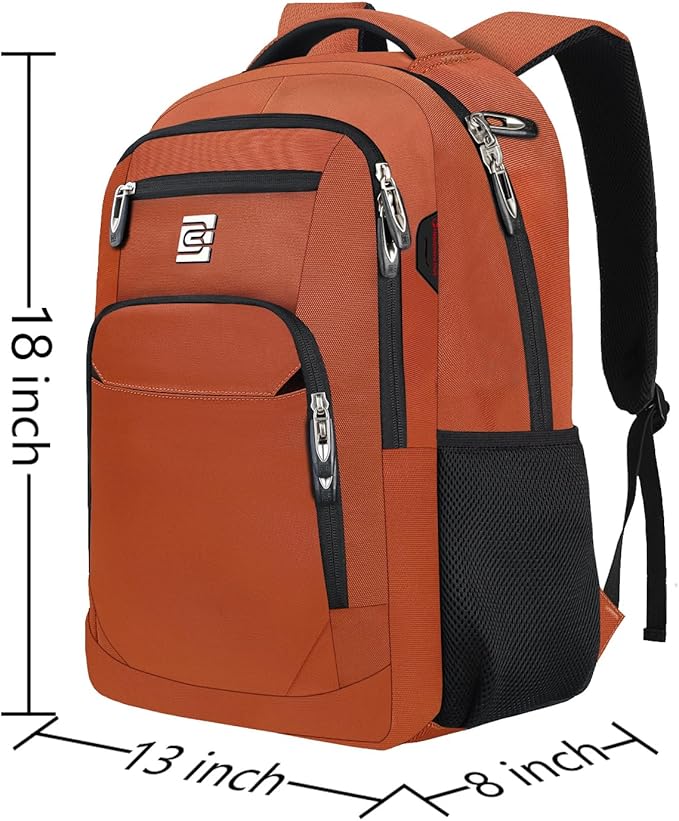 Volher Laptop Backpack,Business Travel Anti Theft Slim Durable Laptops Backpack,Water Resistant College Computer Bag for Women & Men Fits 15.6 Inch Laptop and Notebook-Orange