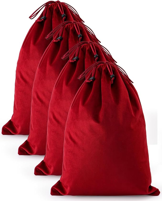 FantasyLife Shoe Bags for Travel, 17.3"x12.6" Washable Dust Bags for Storage & Packing, Flannel Shoe Pouch with Drawstring Closure for Purses, Handbags, Shoes & Toys (4, Rio Red)