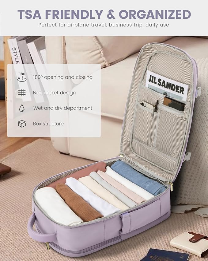 LOVEVOOK Travel Backpack For Women Flight Approved, 50L Large Carry On Backpack For Airplanes, Personal Item Travel Bag, Waterproof 18 Inch Laptop Backpack For Business Weekender Overnight, 4Pcs Set