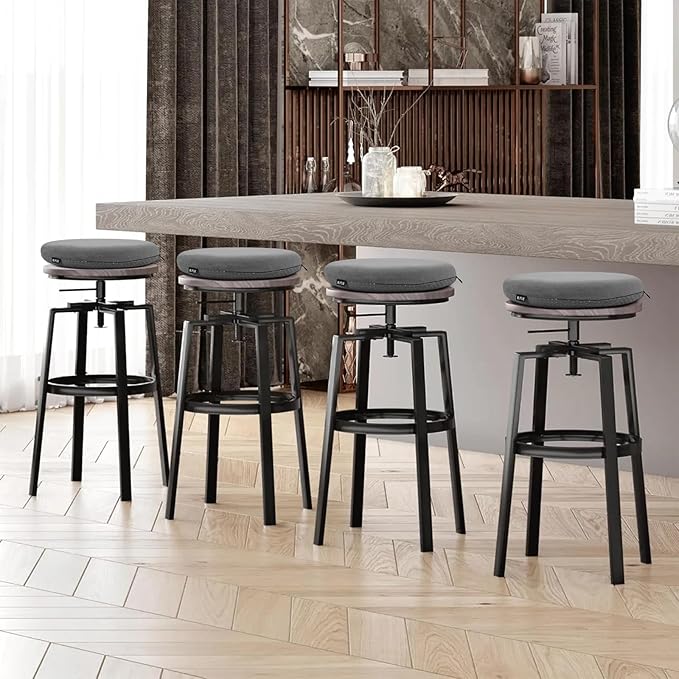 BUYUE Memory Foam Seat Cushion, Dia 15" Soft Velvet Round Stool Cushion Anti-Slip Chair Pads, M, Dark Grey