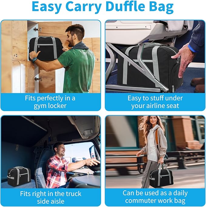 Small Gym Bag 14 inch lightweight Carry On Mini Duffel Bag with Shoe Compartment for Travel Sport - Black/Grey