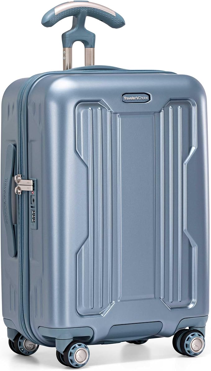 Traveler's Choice Ultimax II Polycarbonate Hardside Luggage with Spinner Wheels, Teal, 21-Inch Carry-On