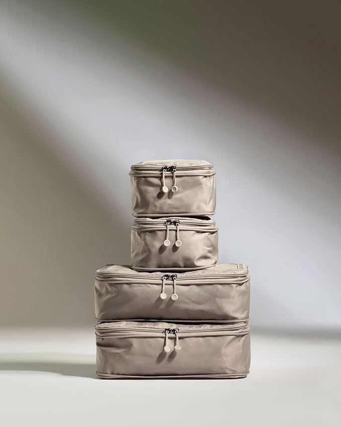 ANTLER - Compression Packing Cubes for Travel, Luggage Organiser for Suitcases or Bags, Travel Accessories, Set of 4, Taupe