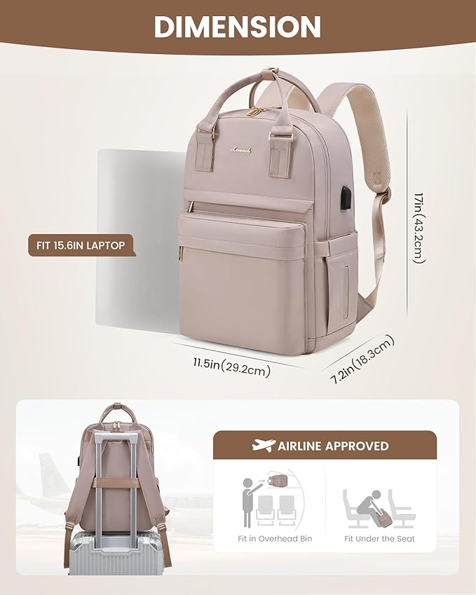 LOVEVOOK Laptop Backpack for Women 15.6 Inch Laptop Bag with USB Port, Fashion Waterproof Backpacks Teacher Nurse Stylish Travel Bags Vintage Daypacks for College Work
