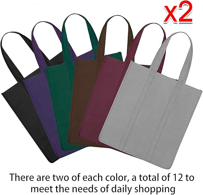 WISELIFE [12 Pack Reusable Grocery Shopping Bags Large Foldable Tote Bags Bulk Eco Produce Bags with Long Handle