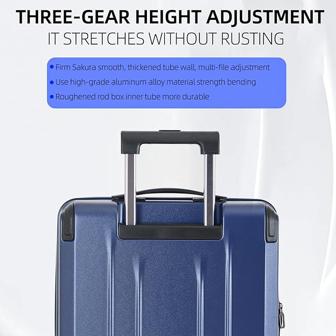Carry On Luggage, 20Inch Top Opening Airline Approved ABS+PC Hard Shell Suitcases with Silent Wheels, TSA Lock,Front Pocket and Wet-dry Separated Six-piece Set (Dark Blue, 20 Inch)