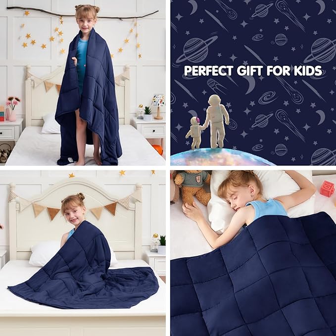 yescool Navy Weighted Blanket 5 Pounds Cooling Weighted Lap Blanket, Heavy Blanket for Sleeping, Weighted Throw Blanket Gifts for 40-60lbs, 36"x48"