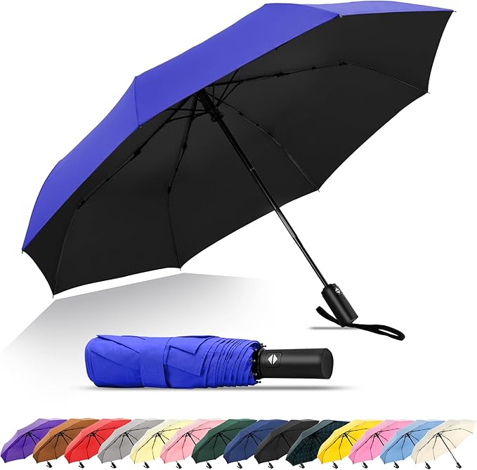 SoulRain Travel Umbrella - Compact Umbrella for Rain - Perfect Large Auto Folding Umbrella - Ideal Car umbrella, Small umbrella, and Travel Companion