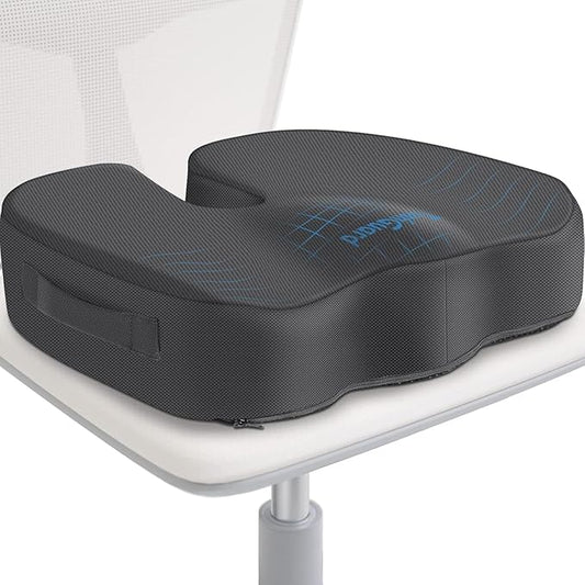 TushGuard Seat Cushion for Office Chair Memory Foam Non-Slip Cushion Back, Coccyx, Sciatica, Tailbone Pain Relief Butt Pillow for Office Chair, Car, Wheelchair, Grey, XX-Large