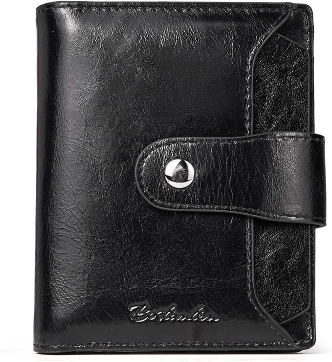 BOSTANTEN Women Leather Wallet RFID Blocking Small Bifold Zipper Pocket Wallet Card Case Purse with ID Window